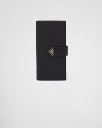 Prada - Large Saffiano And Smooth Leather Wallet - Lyst