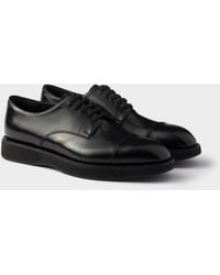 Prada - Brushed Leather Laced Brogue Shoes, Size 6 - Lyst