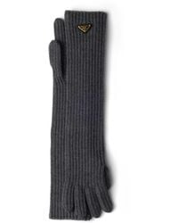 Prada - Wool Knit Gloves, Slate - Lyst