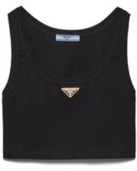 Prada - Canotta Con Logo A Triangolo - Lyst