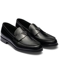 Prada - Gebuerstete Loafer Aus Leder - Lyst