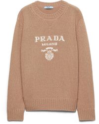 Prada - Crew-neck Logo Intarsia Knit Jumper - Lyst
