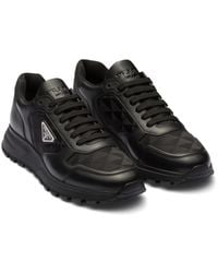 Prada - Baskets Montantes En Cuir Et Re-Nylon, Homme, Taille - Lyst