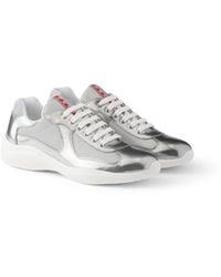 Prada - America's Cup Metallic Leather And Bike Fabric Sneakers - Lyst