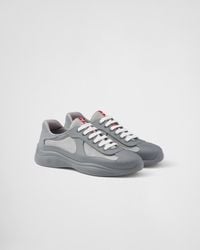 Prada - America's Cup Original Leather And Mesh Trainers - Lyst