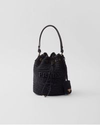 Prada - Crochet And Leather Mini-Bucket Bag - Lyst