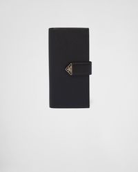 Prada - Large Saffiano And Smooth Leather Wallet - Lyst