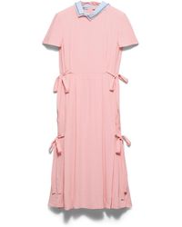 Prada - Embroidered Marocain Crepe Dress - Lyst