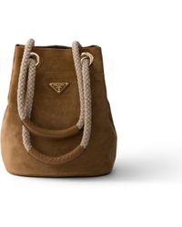 Prada - Mariner Small Suede Bucket Bag - Lyst
