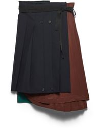 Prada - Rush Stitch Fabric Patchwork Skirt - Lyst