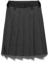 Prada - Pleated Hopsack And Technical Fabric Skirt - Lyst