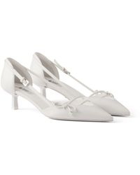 Prada - Pumps Aus Leder Mit Offener Seite, Damen, Größe - Lyst
