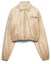Prada - Cropped Nappa Leather Jacket - Lyst