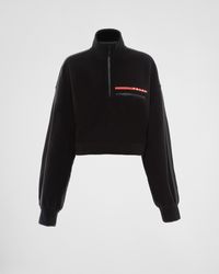 Prada - Cropped Recycled Technical Fleece Sweatshirt - Lyst