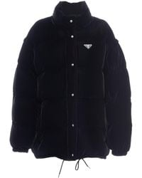 Prada - Chaqueta De Plumón Y Terciopelo Convertible, Mujer, Talla - Lyst