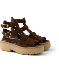 Prada - Gladiator-Sandalen Aus Wildleder, Damen, Größe - Lyst