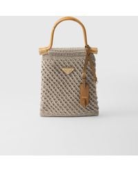 Prada - Gehäkelte Mini-Handtasche Aus Baumwolle - Lyst