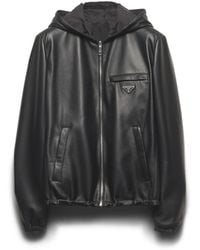 Prada - Reversible Nappa Leather And Re-Nylon Jacket - Lyst