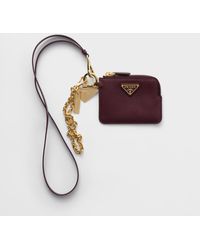 Prada - Saffiano Leather Card Holder With Shoulder Strap - Lyst