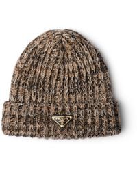 Prada - Mélange-Strickmütze, Damen, Größe - Lyst
