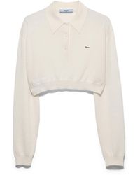 Prada - Cropped Cashmere Polo Shirt - Lyst