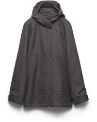 Prada - Mélange Hopsack Wool Jacket, Slate - Lyst