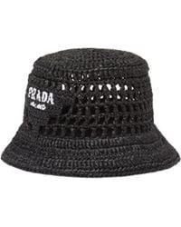 Prada - Embroidered Logo Bucket Hat - Lyst