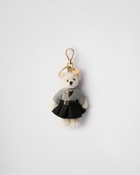 Prada - Teddy-Taschenanhänger Mit Ring Aus Metall - Lyst