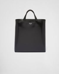 Prada - Brushed Leather Tote With Water Bottle - Lyst