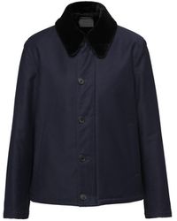 Prada - Blouson Jacket With Shearling Collar - Lyst