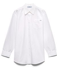 Prada - Camisa De Muselina De Mezcla De Lino, Mujer, Talla - Lyst