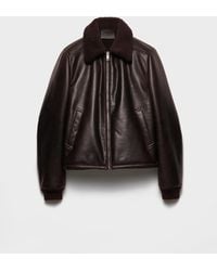 Prada - Leather And Shearling Jacket - Lyst