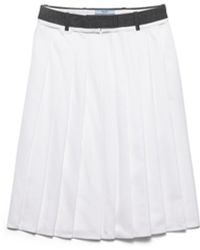 Prada - Pleated Poplin And Rush Stitch Skirt - Lyst