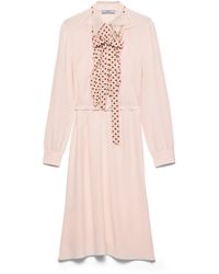Prada - Embroidered Marocain Dress - Lyst