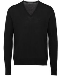 Prada - Knitted V-Neck Sweater - Lyst