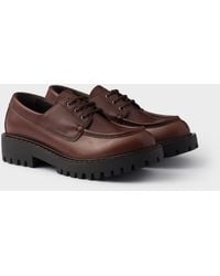 Prada - Laced Leather Loafers, Size 5 - Lyst
