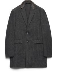 Prada - Single-Breasted Wool Blend Coat - Lyst
