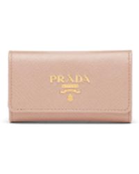 Prada - Saffiano Leather Keychain, Powder - Lyst