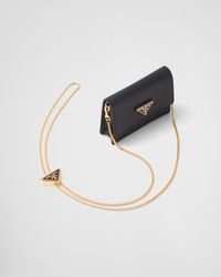 Prada - Saffiano Leather Card Holder With Shoulder Strap - Lyst
