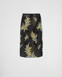 Prada - Embroidered Organza Midi-Skirt - Lyst