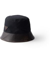 Prada - Technical Cotton And Leather Bucket Hat - Lyst