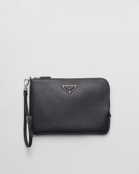 Prada - Small Saffiano Leather Pouch - Lyst