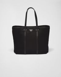 Prada - Re-nylon And Saffiano Leather Tote Bag - Lyst