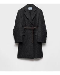 Prada - Einreihiger Mantel Aus Shetlandwolle - Lyst
