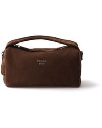 Prada - Suede Leather Shoulder Bag - Lyst