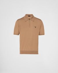 Prada - Superfine Wool Polo Shirt - Lyst