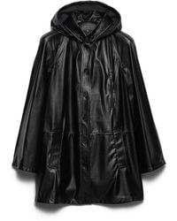 Prada - Hooded Nappa Leather And Fabric Caban Jacket - Lyst