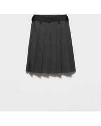 Prada - Pleated Hopsack And Technical Fabric Skirt - Lyst