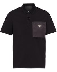 Prada - Stretch Cotton Polo Shirt With Re-Nylon Details - Lyst