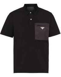 Prada - Poloshirt Aus Baumwoll-stretch Nylon-details - Lyst